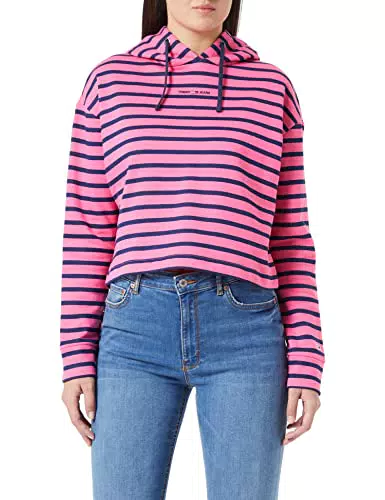 Tommy Jeans Dw0dw13571 Felpa, Pink Alert/Multi