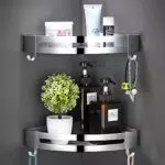 Touchfutrue 2 Pezzi Mensola Doccia, Mensola Bagno Portaoggetti Doccia con 4 Ganci