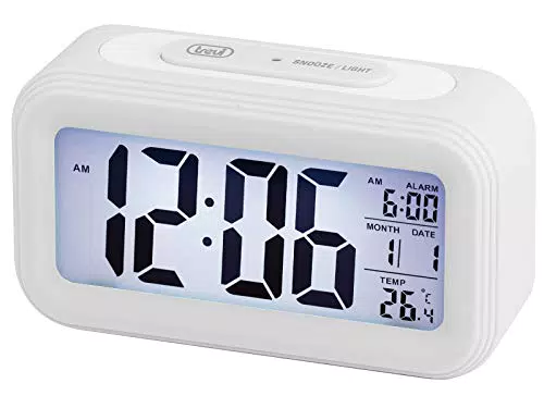 Trevi SLD 3068 S Orologio Termometro Digitale con Sveglia, Funzione Snooze, Bianco