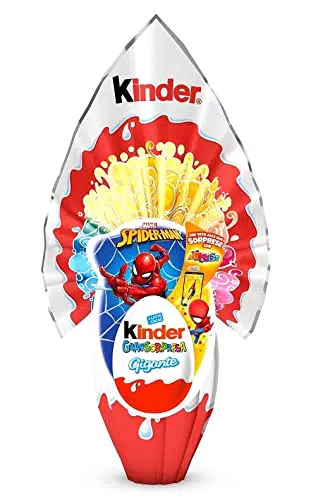 Uovo di Pasqua Kinder GranSorpresa Gigante, uovo di cioccolato finissimo al latte con sorpresa Spiderman