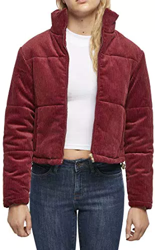 Urban Classics Giacca da Donna Corduroy Puffer, Bordeaux