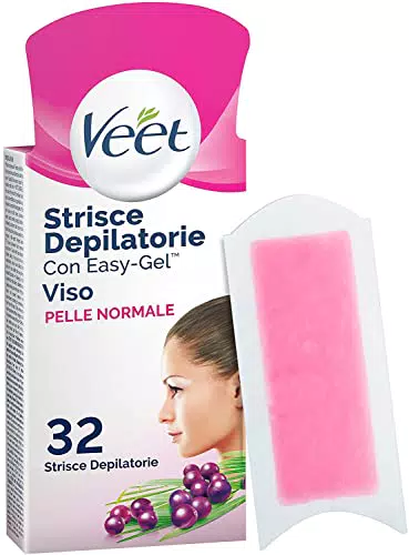 Veet Strisce Depilatorie Donna per il Viso, Pelli Normali
