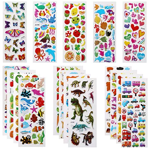 Vicloon Adesivi per Bambini 500+ Adesivi 3D, Puffy Adesivi per Regali Gratificanti Scrapbooking Inclusi Animali