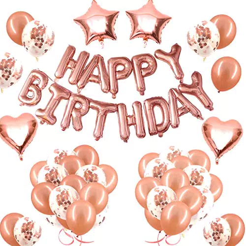 Victarvos Decorazioni per Festa di Compleanno, Palloncini Oro Rosa per Compleanno e Lettere di Happy Birthday