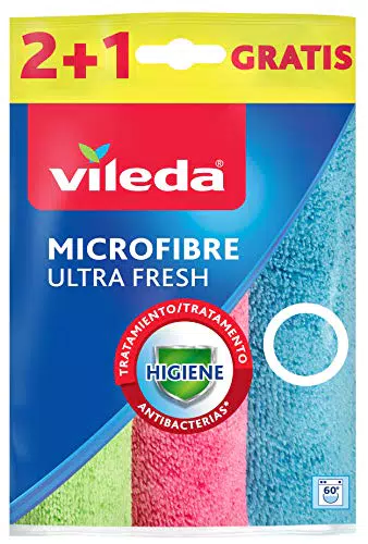 Vileda Set di 3 panni Microfibre UltraFresh con trattamento antibatterico