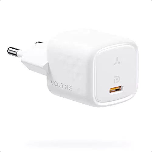 VOLTME Caricatore USB C 30W Bianca, Caricatore Rapido GaN Compatibile con iPhone 14/14 Plus/14 Pro/14 Pro Max/13