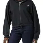 Wrangler Zip Hoodie Maglia di Tuta, Faded Black, Medium da Donna