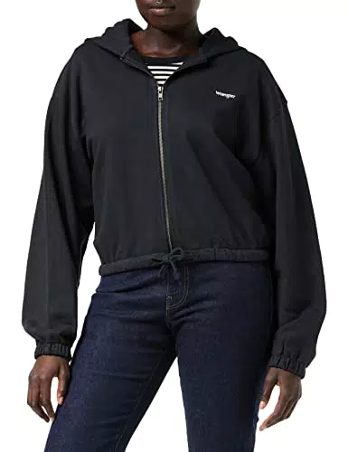 Wrangler Zip Hoodie Maglia di Tuta, Faded Black, Medium da Donna