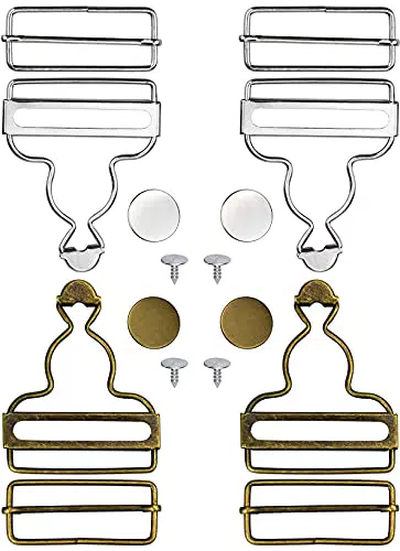 YUENX 4 Set Fibbie in Metallo Salopette Fibbie Metallo Clip Fibbie Metallo di Fibbie in Metallo Salopette con Rettangolo Slider Fasteners per Bretelle