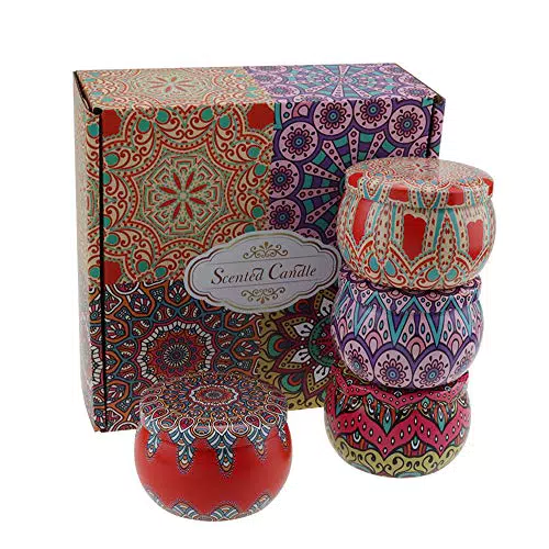 4 Candele Profumate Set Regalo Cera di Soia Naturale