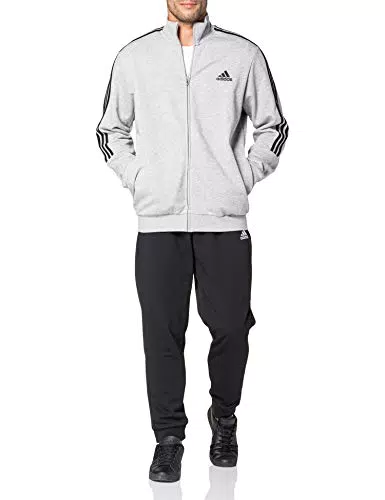 adidas M 3S FT TT TS Tuta da ginnastica, Uomo, Grigio/Nero