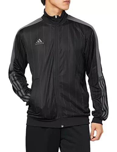 adidas, Felpa con Zip completa a costine, Nero