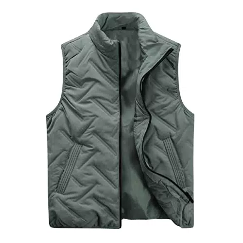 Allthemen Gilet da Uomo con Collo Alto Gilet Invernale Gilet Sportivo senza Maniche Caldo all'Aperto Verde M