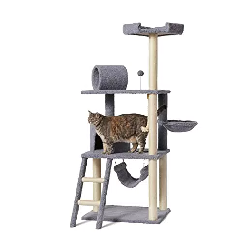 Amazon Basics - Albero per gatti con cuccia, amaca e tunnel