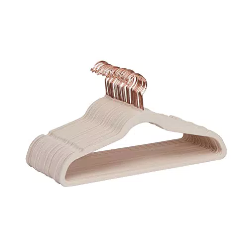 Amazon Basics - Confezione da 30 grucce con superficie antiscivolo in velluto - Rosa cipria/Oro rosa