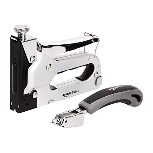Amazon Basics - Graffettatrice robusta, sparapunti 3 in 1 con 1500 graffette e levapunti
