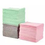 Amazon Basics - Panni in microfibra verde, grigio e rosa, confezione da 48