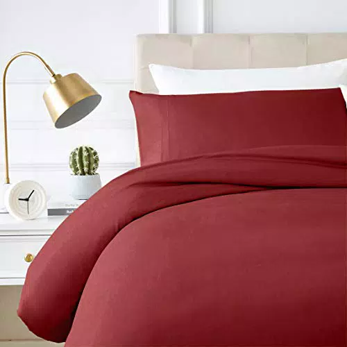 Amazon Basics - Set copripiumino in policotone, 135 x 200 cm con federa, colore borgogna