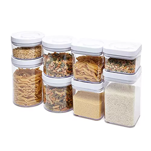 Amazon Basics, Set da 8 contenitori per alimenti ermetici rotondi e rettangolari
