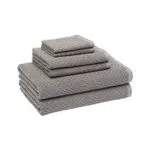 Amazon Basics, Set di asciugamani da bagno testurizzati resistenti agli odori, confezione da 6, colore grigio scuro