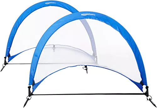 Amazon Basics - Set di porte da calcio automontanti con custodia per trasporto