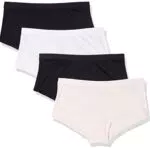 Culotte Intime a Costine Donna, Pacco da 4, Nero/Rosa Pallido/Bianco Brillante, 42