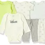 Amazon Essentials Set Corredino in Cotone, Pacco da 6, Grigio, Ippopotamo, 6 Mesi