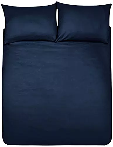AmazonBasics - Set con copripiumino in microfibra, blu scuro, 200 x 200 cm + 2 federe  50 x 80 cm
