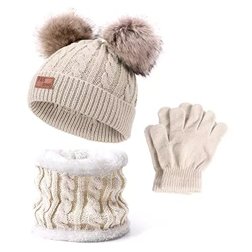 Anyingkai Cappello Bambina Invernale Pon Pon, scaldacollo e guantini