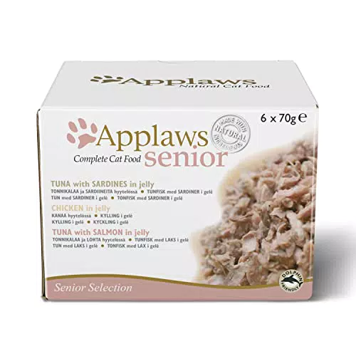 Applaws Natural Alimento umido per gatti Senior Adult Selezione Multipack Tonno E Pollo in Gelatina - 6 x 70g Tins