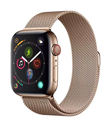 Apple Watch Series 4 Cassa 44 mm in Acciaio Inossidabile Color Oro e Loop in Maglia Milanese Color Oro e Loop in Maglia Milanese Color Oro