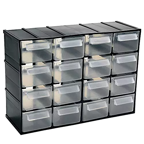 Art Plast 802 - Cassettiera, 16 cassetti trasparenti con porta etichetta