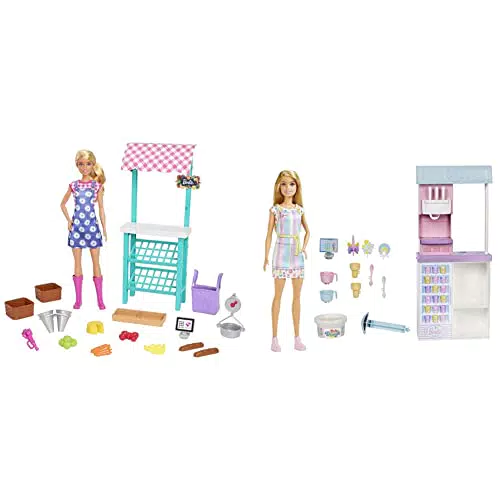 Barbie - Playset Mercato Frutta e Verdura con bambola bionda