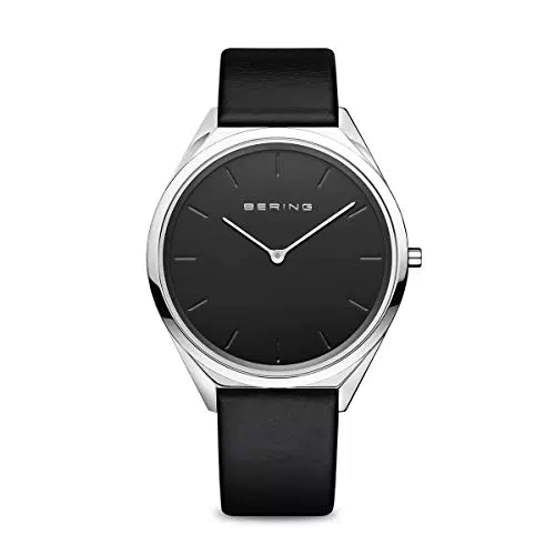 BERING Analogico Quarzo Ultra Slim con Cinturino in Pelle di vitello Cinturino e Vetro zaffiro