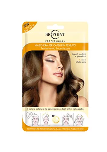 Biopoint Maschera in Tessuto Trattamento Lucentezza 35 ml con Tecnologia Termo-Vapore Ammorbidisce e Leviga la Cuticola del Capello