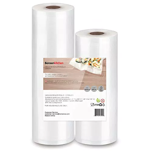 Bonsenkitchen Sacchetti per Sottovuoto, 1 Rotolo 20 x 6m e 1 Rotolo 28 x 6m