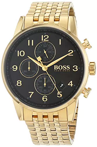 Orologio con Cronografo al Quarzo da Uomo con Cinturino in Acciaio Inossidabile Dorato - Hugo Boss