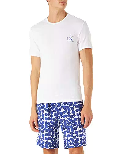 Calvin Klein Corto S/S Set di Pigiama, Wht Top/Collage LG Print_CLEMS BTM
