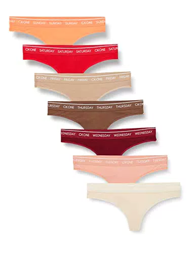 Calvin Klein Thong 7Pk Slip a Tanga, TPCA/Gentle/Red/CML/TFET/Exact/Orng