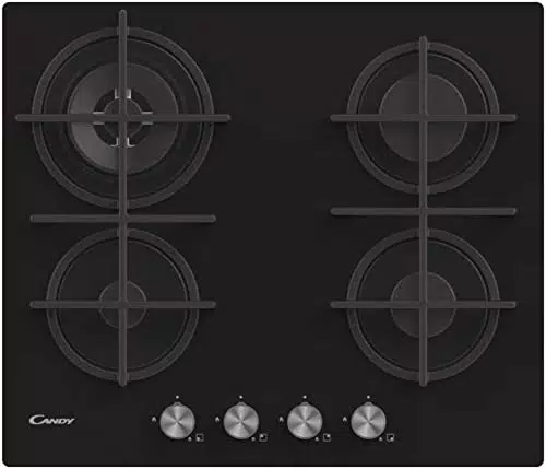 Candy CVG6BR4WPB Piano Cottura a Gas in Vetro Temperato da 60 cm