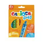 Carioca Baby Wild Crayons - Pastelli a Cera Maxi per Bambini dai 24 Mesi, 8 pezzi di colori assortiti