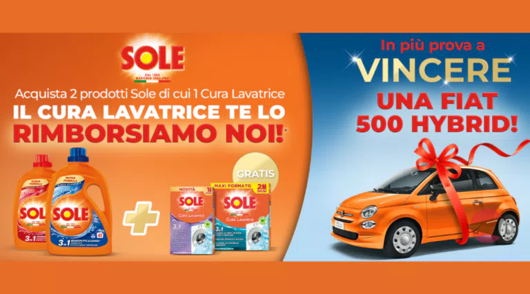 Cashback Sole “Festa del Sole”: ti rimborsano il cura lavatrice