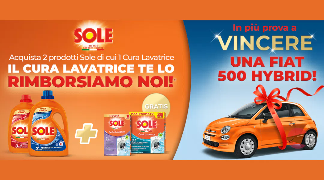 Cashback Sole “Festa del Sole”: ti rimborsano il cura lavatrice