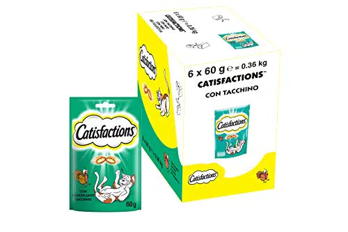 Catisfactions Snack per Gatto, Stuzzicante Tacchino, 6 Confezioni da 60 g