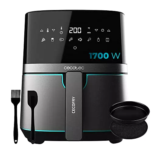 Cecotec Friggitrice ad Aria calda 5, 5 L Cecofry Full InoxBlack Pro 5500 con Accessori. 1700 W