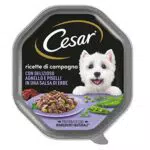 Cesar Ricette di Campagna Cibo per Cane con Delizioso Agnello e Piselli in una salsa di erbe 150 g - 14 Vaschette