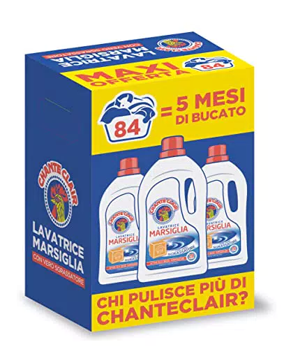 Chanteclair Detersivo per Lavatrice al profumo di Marsiglia - 3 bottiglie da 1260 ml da 28 lavaggi