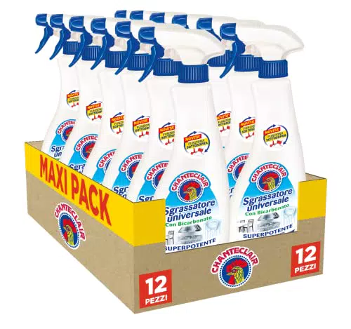Chanteclair Sgrassatore Universale con Bicarbonato Spray, Confezione da 12 bottiglie da 750 ml