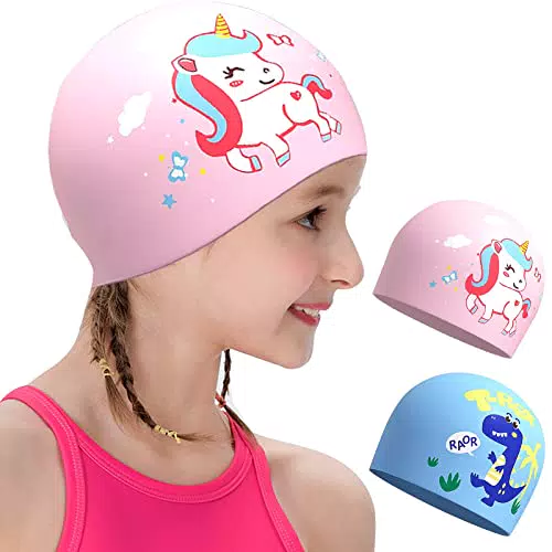 CHENEVER 2 Pezzi Cuffia da Nuoto in Silicone per Ragazze e Ragazzi