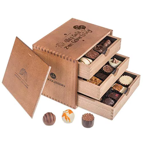 ChocoGrande - Geburtstag - 30 cioccolatini esclusivi Regalo in scatola di legno